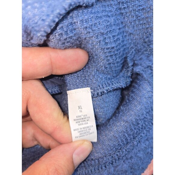 Aerie XL Blue Sherpa Quarter-Zip Pullover Sweater For Women - Picture 6 of 8